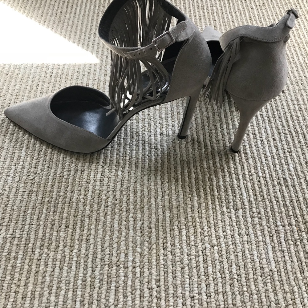 Stuart Weitzman suede fringe heels